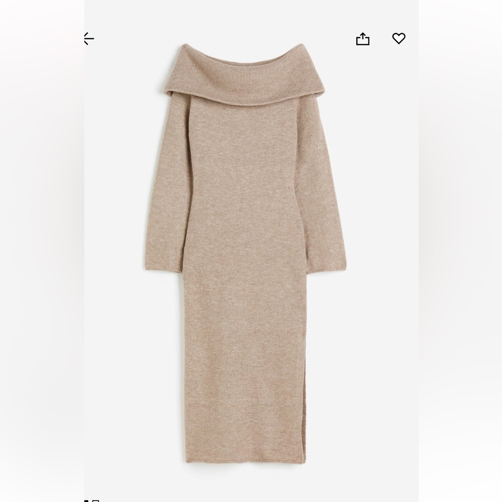 H&M Cozy Tan Cowl Neck Sweater Dress